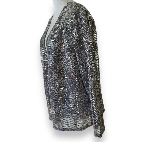 DRESSBARN | New Year’s Eve Plus Size Silver Sparkling Dress Jacket Sz 16 W - Picture 4 of 10